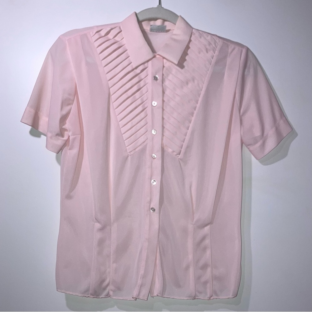 👚 VINTAGE Pink “The Pilot Blouse,” small — EUC